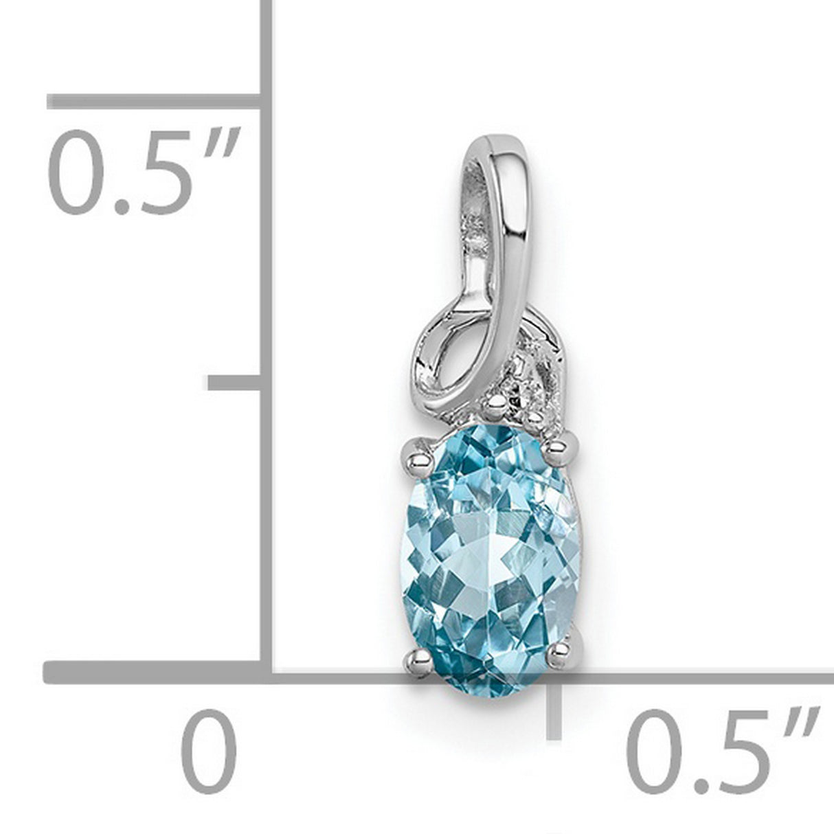 Sterling Silver Pendant with Sky Blue Topaz and Diamond, Oval Cut with Twisted Bail Design