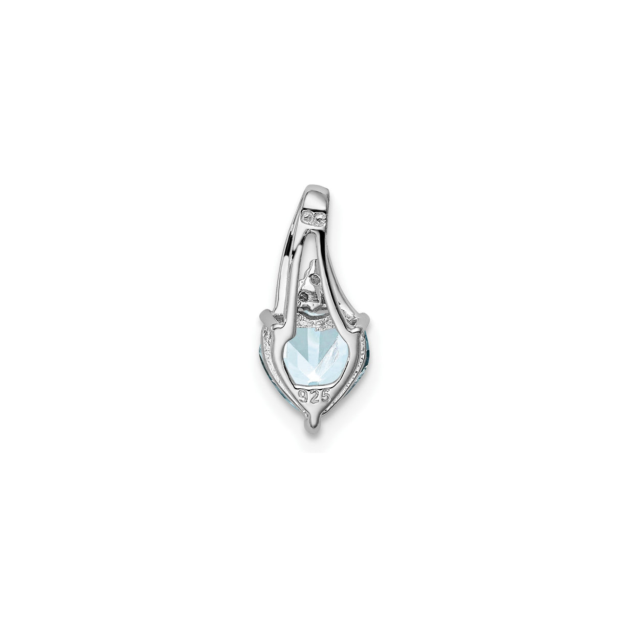 Sterling Silver Heart Pendant with Aquamarine and Diamond Accents, Romantic Design for Women