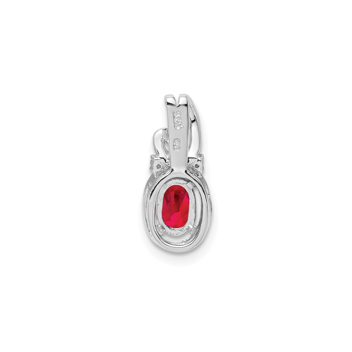 Sterling Silver Ruby Pendant with Diamond Accents, Abstract Bail Design, July Birthstone Jewelry