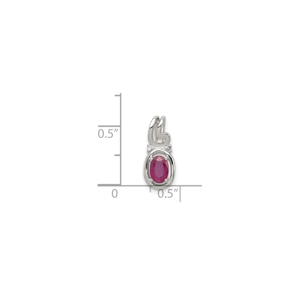 Sterling Silver Ruby Pendant with Diamond Accents, Abstract Bail Design, July Birthstone Jewelry