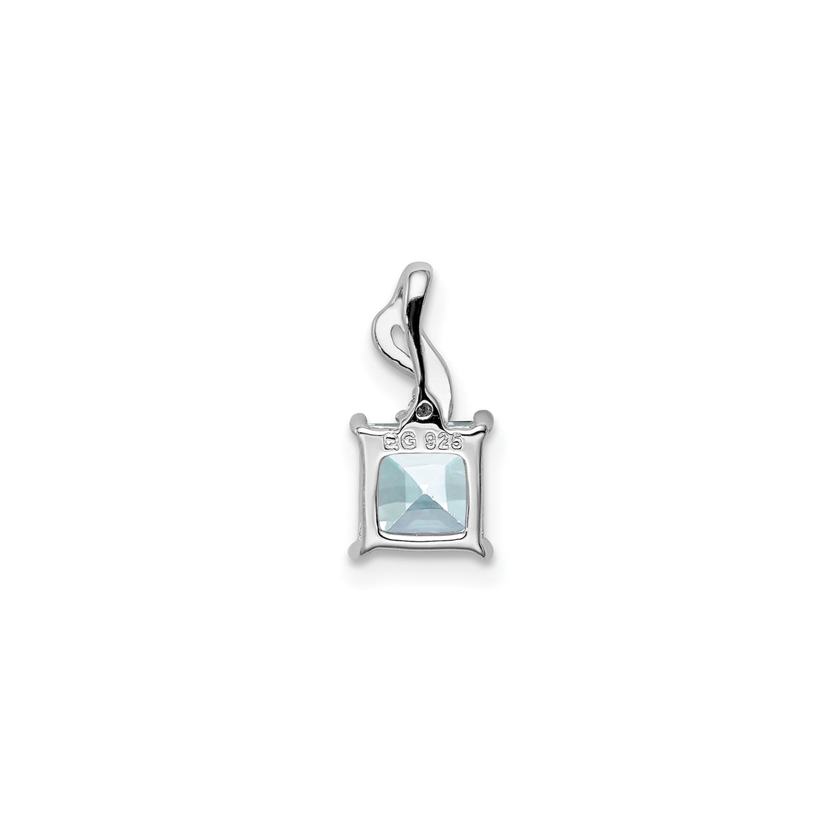 Sterling Silver Pendant with Aquamarine and Diamond, Modern Minimalist Design for Women