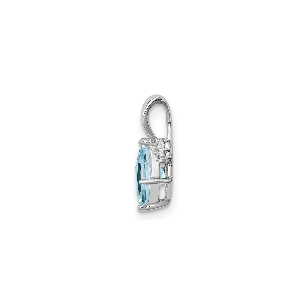 Sterling Silver Pendant with Aquamarine and Diamond Accent, Minimalist Charm for Women