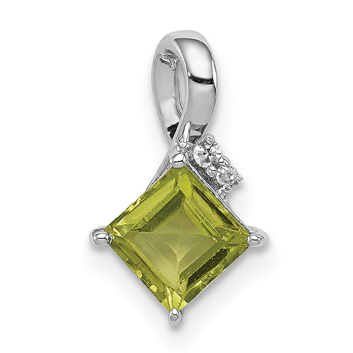 Sterling Silver Pendant with Peridot and Diamond Accents, August Birthstone Jewelry for Women