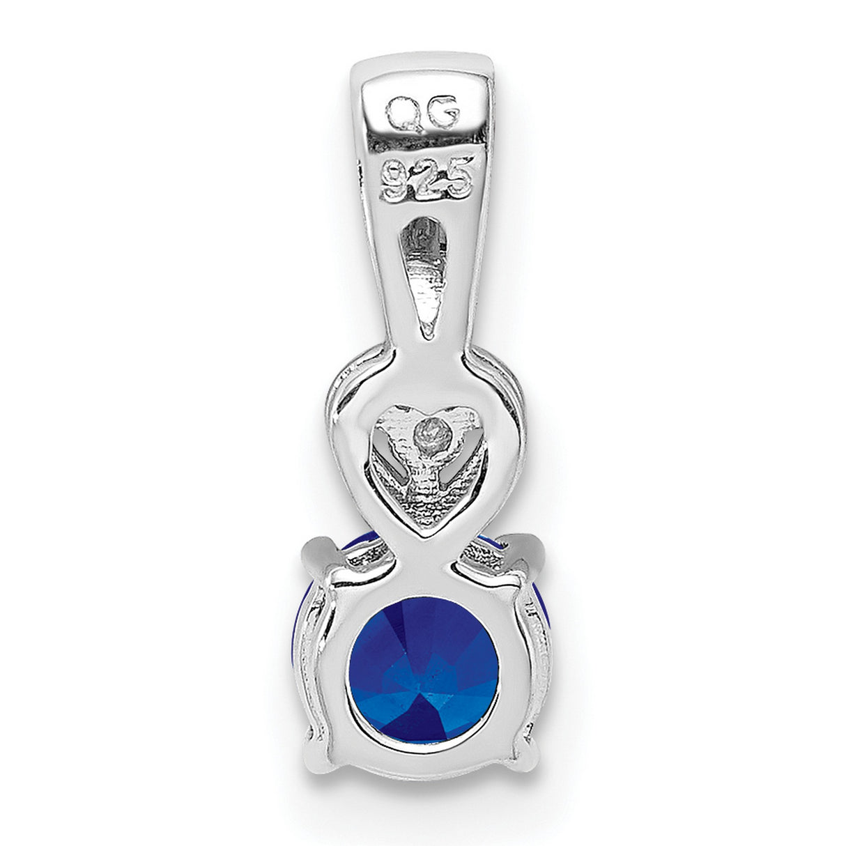 Sterling Silver Bear Heart Pendant with Sapphire and Diamond, Wildlife Symbol of Love and Strength