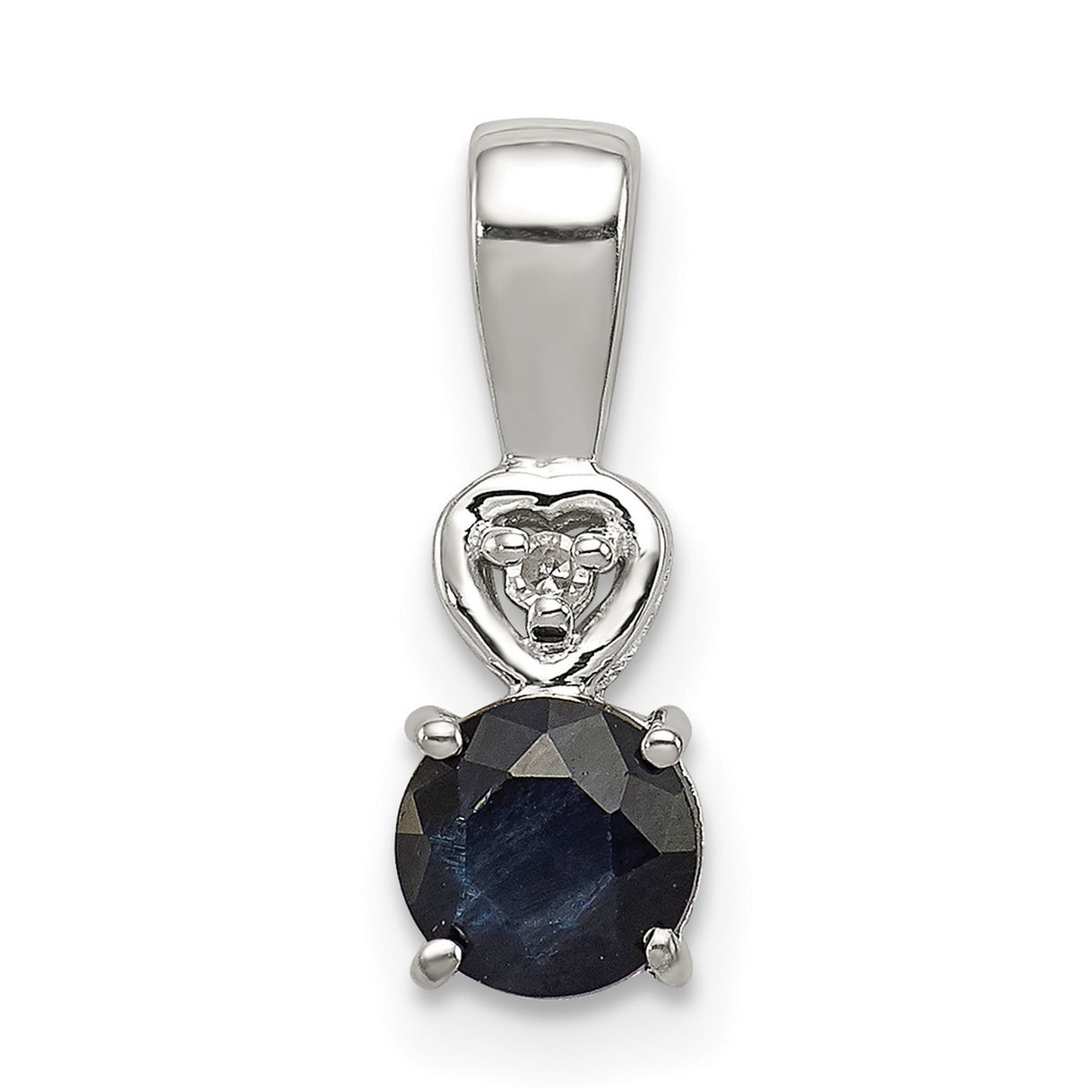 Sterling Silver Bear Heart Pendant with Sapphire and Diamond, Wildlife Symbol of Love and Strength