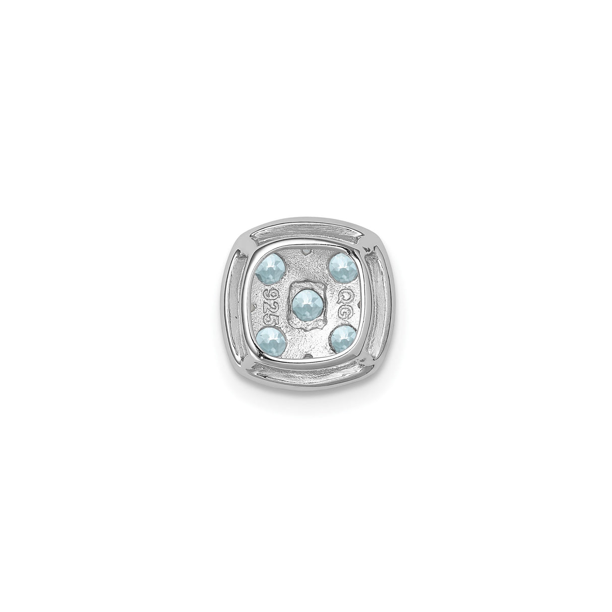 Sterling Silver Floral Pendant with Aquamarine in Symmetrical Flower Design, Vintage Style for Women