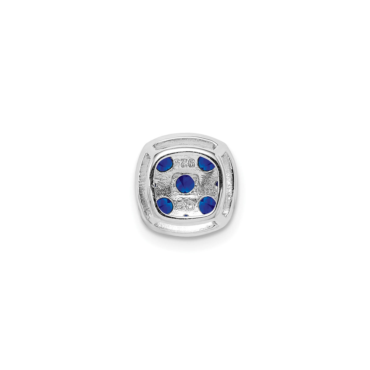 Sterling Silver Cushion Pendant with Sapphire Cluster, Square Design Jewelry for Women