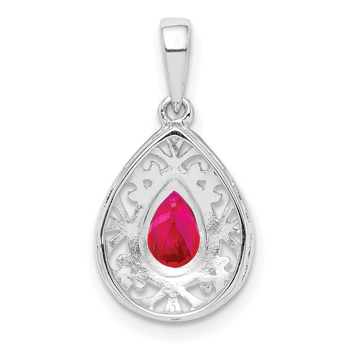 Ruby Teardrop 15x12mm 0.88ct Charm Pendant in Real 925 Sterling Silver