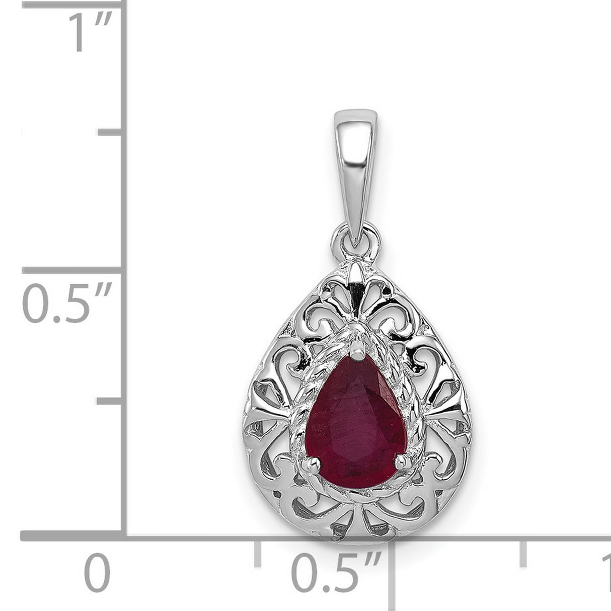 Ruby Teardrop 15x12mm 0.88ct Charm Pendant in Real 925 Sterling Silver