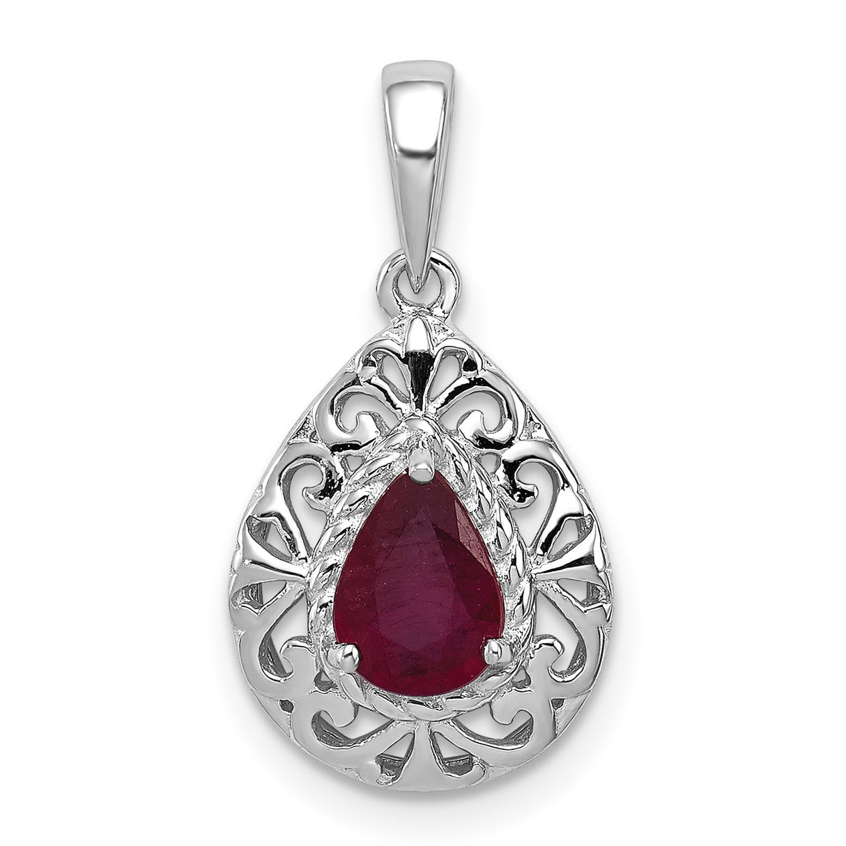 Ruby Teardrop 15x12mm 0.88ct Charm Pendant in Real 925 Sterling Silver