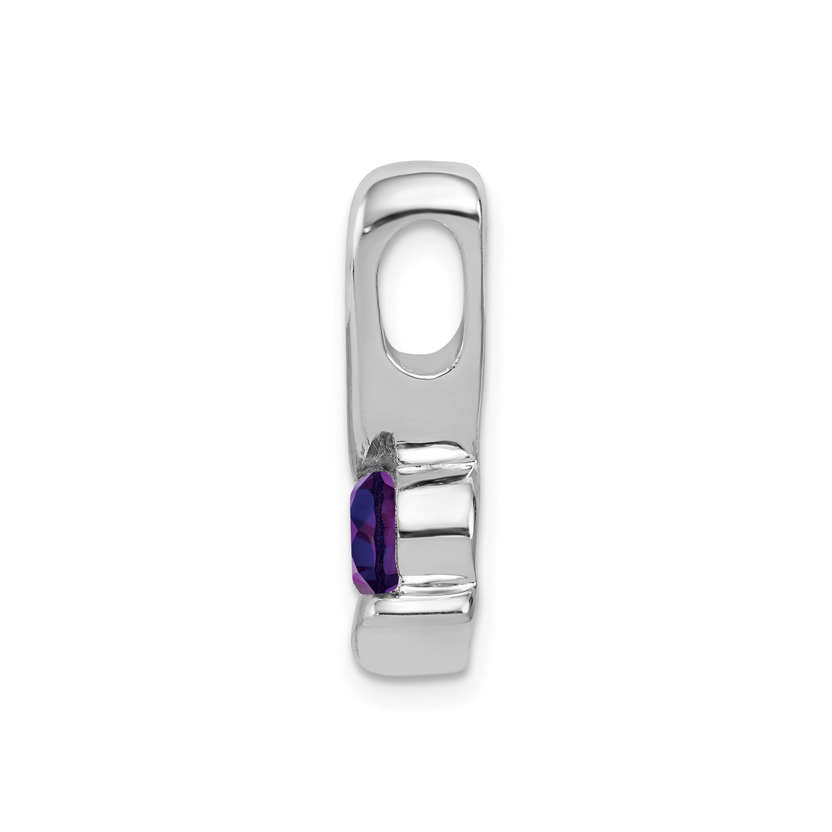 Sterling Silver Pendant with Round Cut Amethyst, Curved Minimalist Design for Women