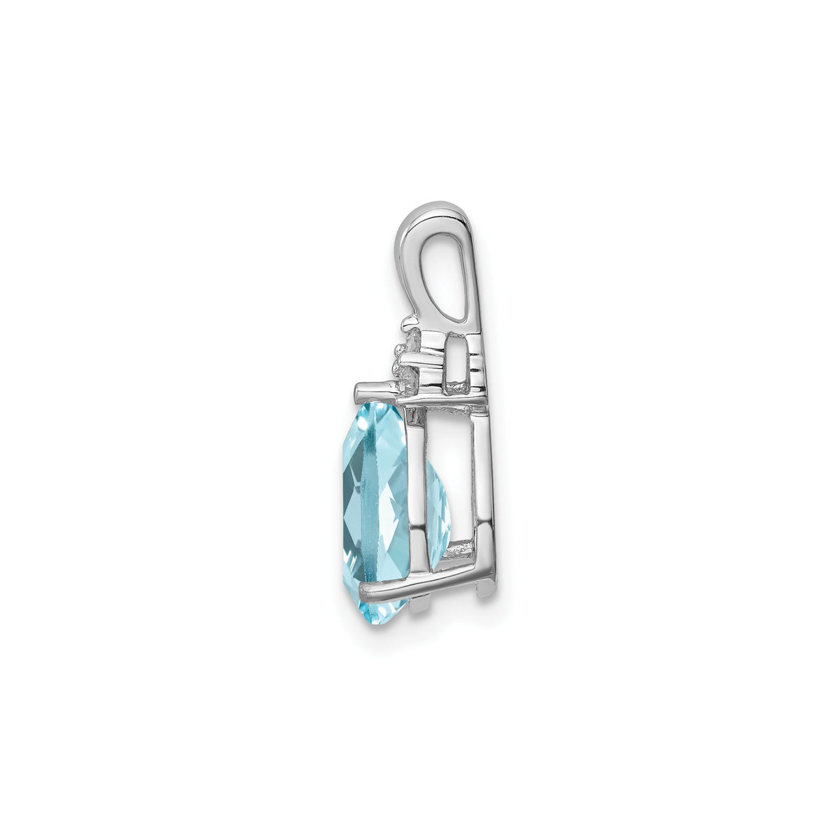 Sterling Silver Pendant with Swiss Blue Topaz and White Topaz in Halo Design