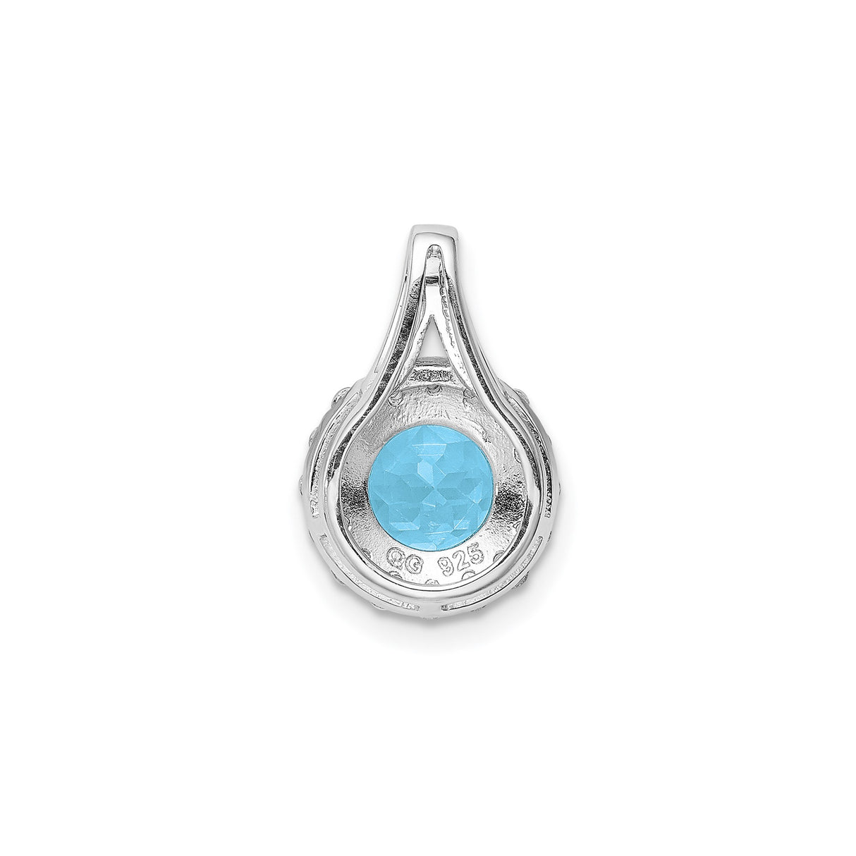 Sterling Silver Pendant with Swiss Blue Topaz and White Topaz in Halo Design