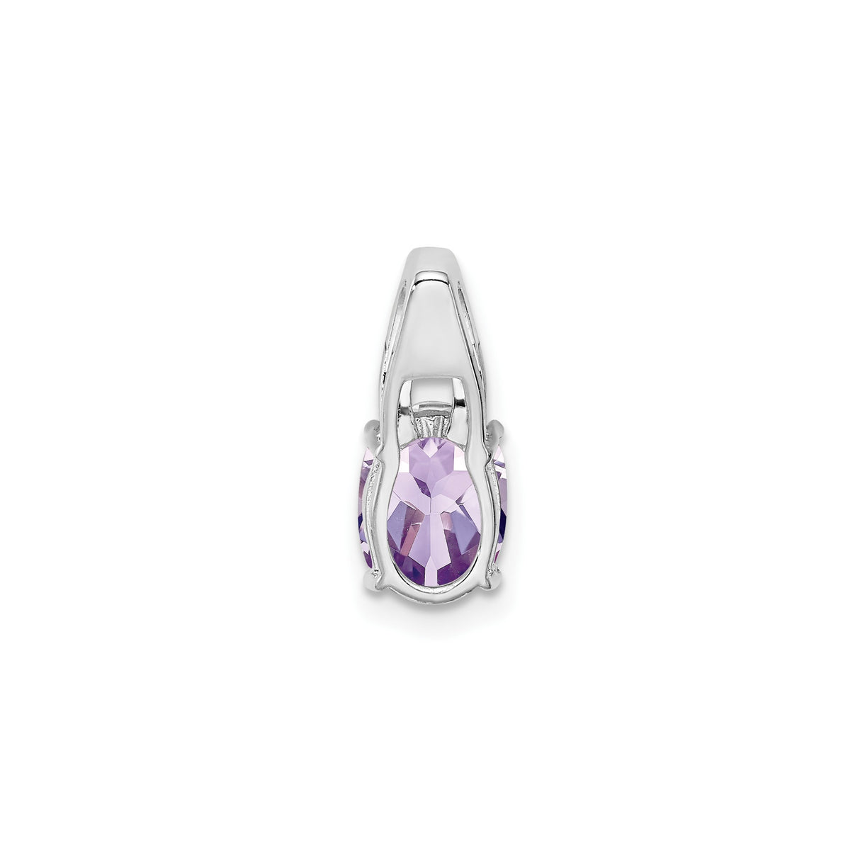 Sterling Silver Pendant with Rose de France Amethyst and Diamond Accents, Minimalist Formal Style