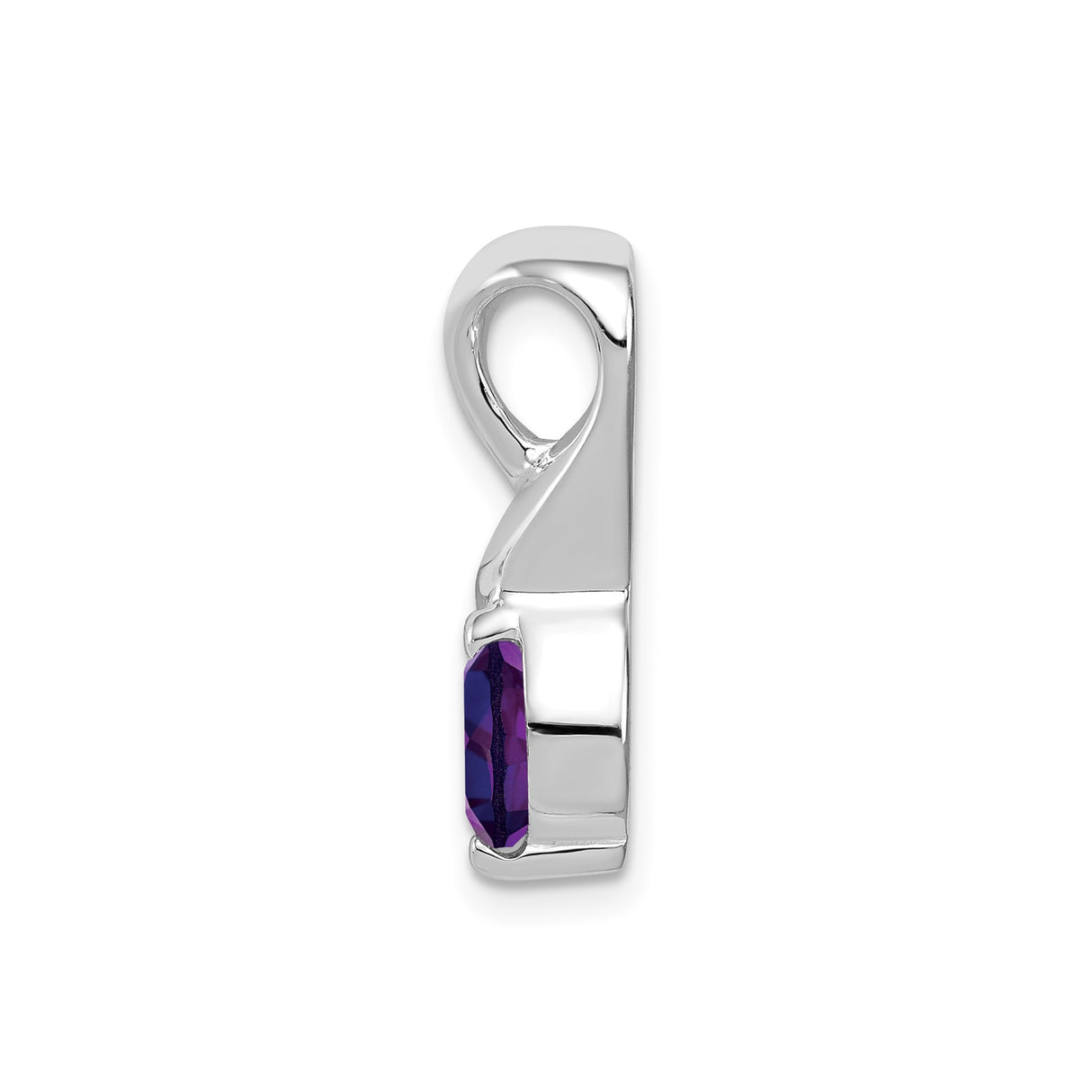 Sterling Silver Pendant with Amethyst, Abstract Swirl Design, Modern Minimalist Style