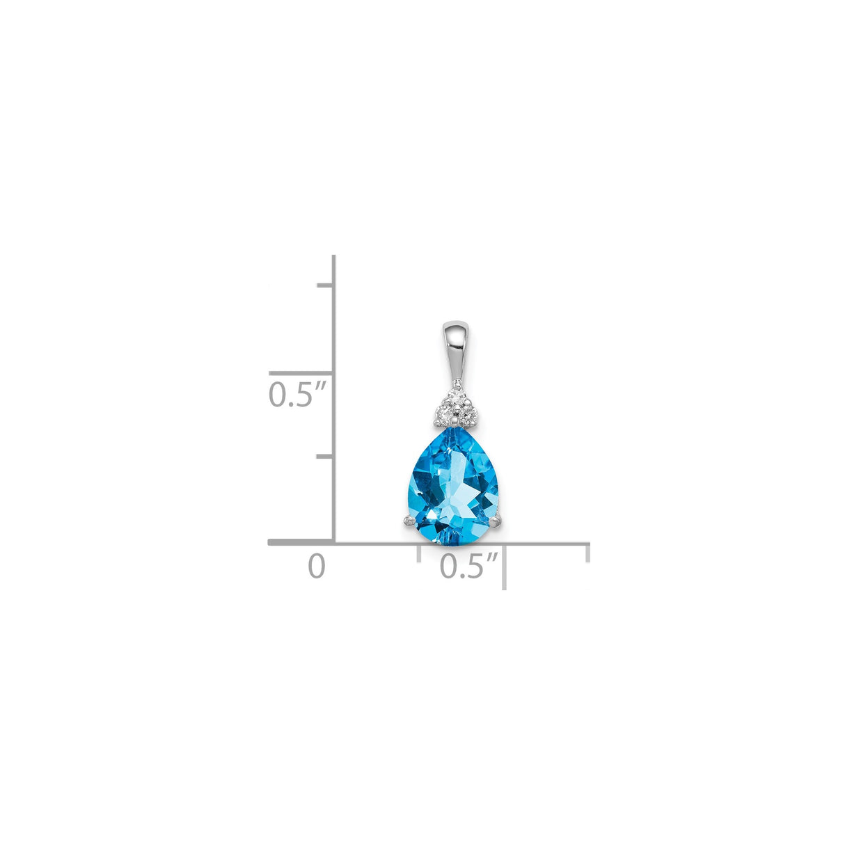 Sterling Silver Teardrop Pendant with Swiss Blue Topaz and Diamond Accents, Womens Dainty Charm