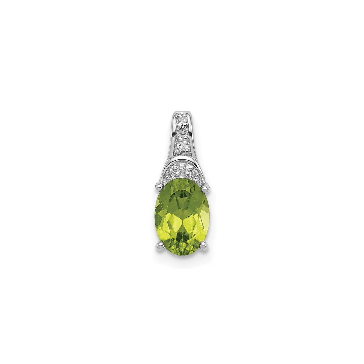 Sterling Silver Pendant with Peridot and Diamond Accents, August Birthstone Jewelry for Women