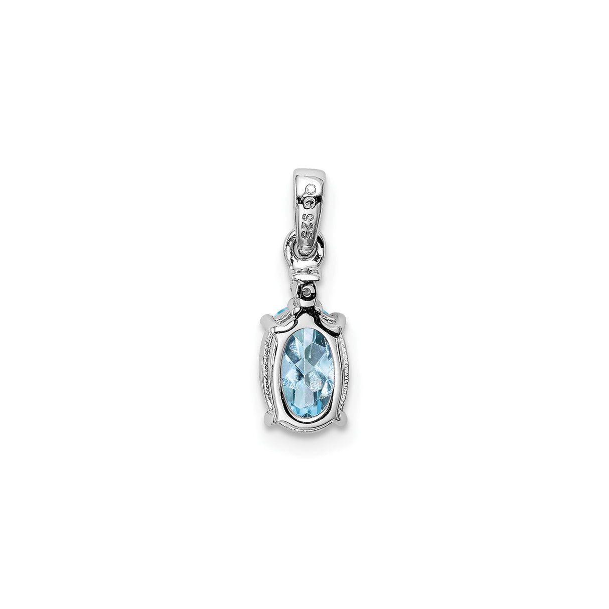 Sterling Silver Pendant with Oval Aquamarine and Diamond Accent, Minimalist Womens Jewelry