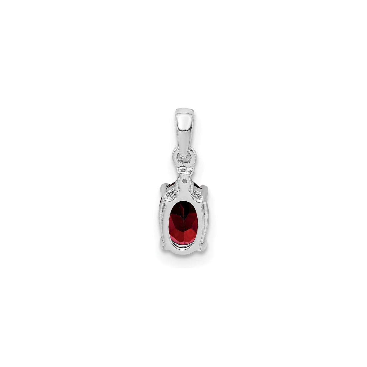 Sterling Silver Pendant with Garnet and Diamond Accent, Oval January Birthstone Jewelry for Women