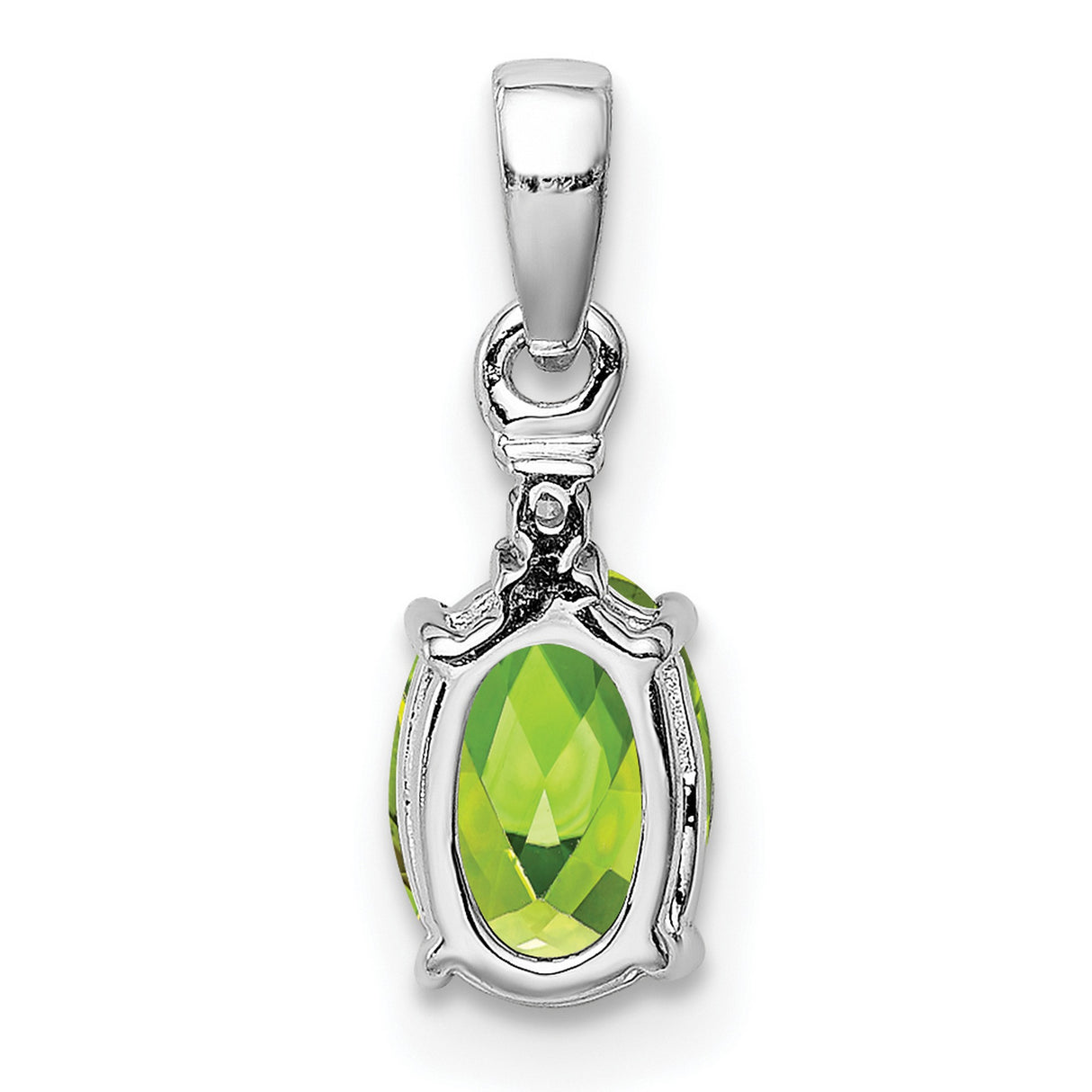 Sterling Silver Pendant with Oval Peridot and Diamond Accent, August Birthstone Jewelry