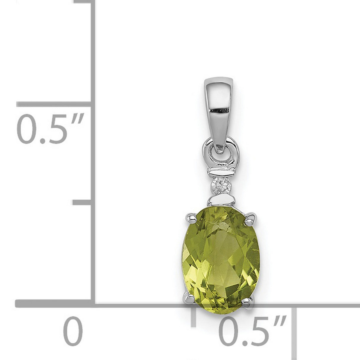 Sterling Silver Pendant with Oval Peridot and Diamond Accent, August Birthstone Jewelry