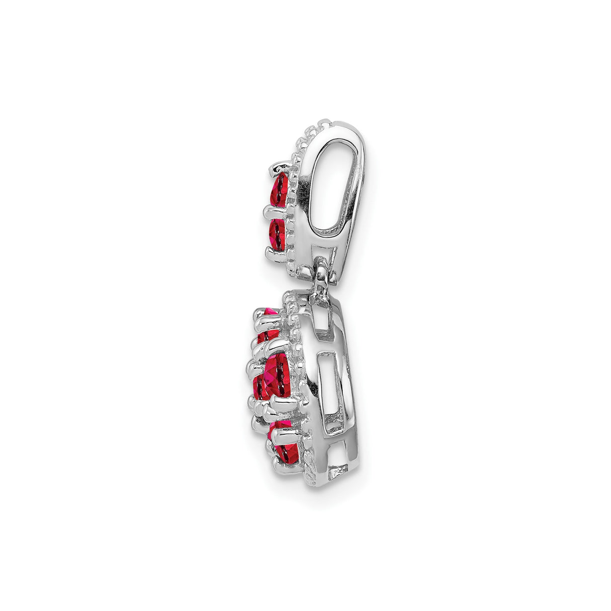 Sterling Silver Pendant with Ruby Cluster Design and Milgrain Detailing