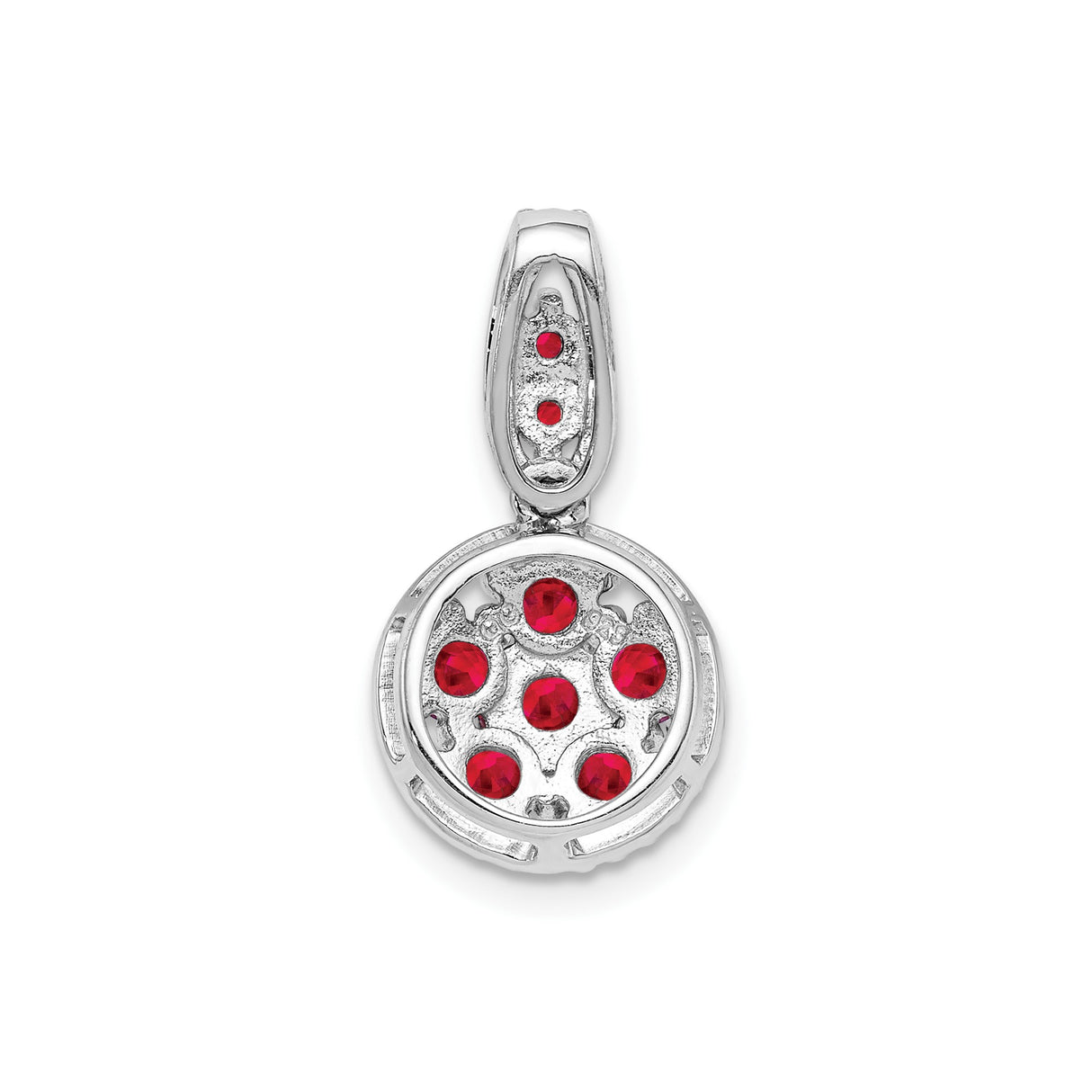 Sterling Silver Pendant with Ruby Cluster Design and Milgrain Detailing