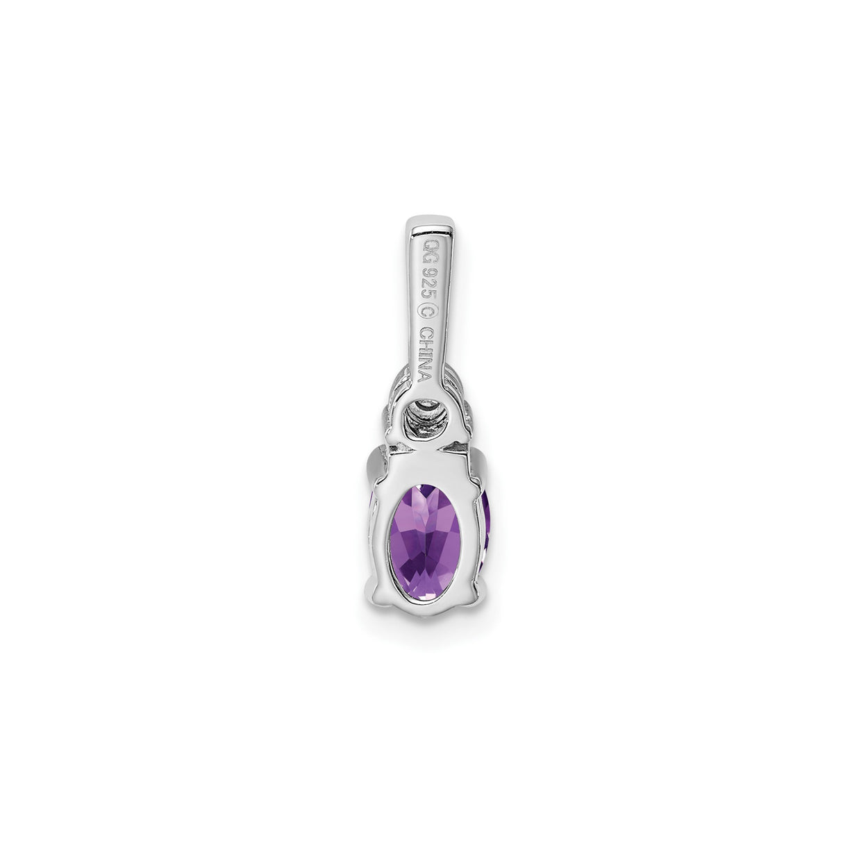 Sterling Silver Pendant with Amethyst and Diamond Accents in Sunburst Setting for Women