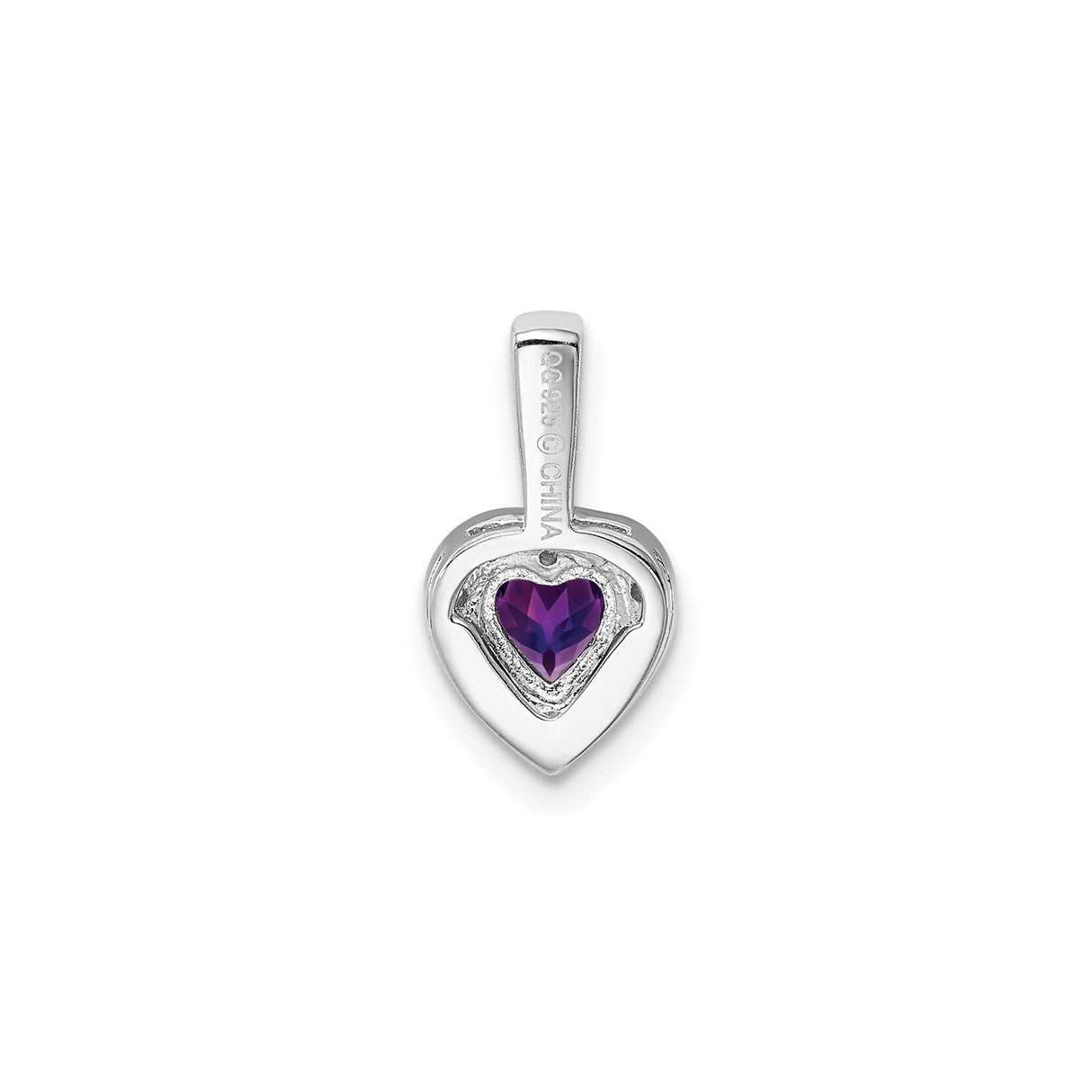 Sterling Silver Heart Pendant with Amethyst and Diamond Accents, Romantic Jewelry for Women