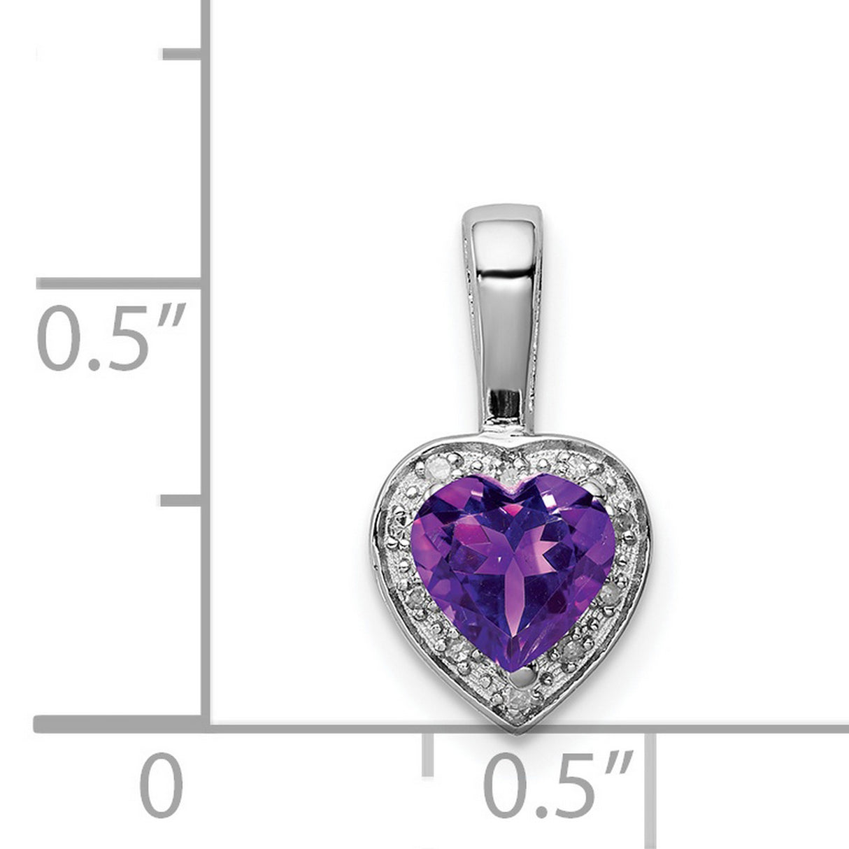 Sterling Silver Heart Pendant with Amethyst and Diamond Accents, Romantic Jewelry for Women