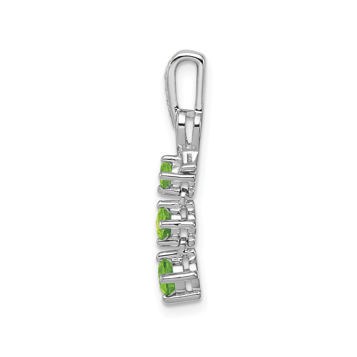 Sterling Silver Pendant with Three Stacked Peridot Gemstones and Ribbon Bail