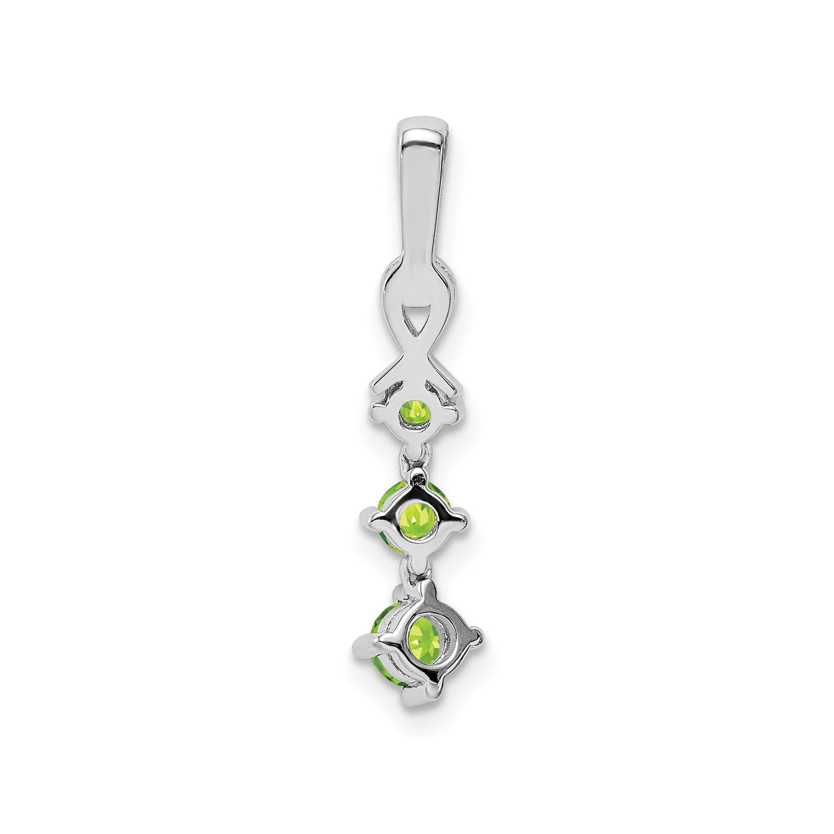 Sterling Silver Pendant with Three Stacked Peridot Gemstones and Ribbon Bail