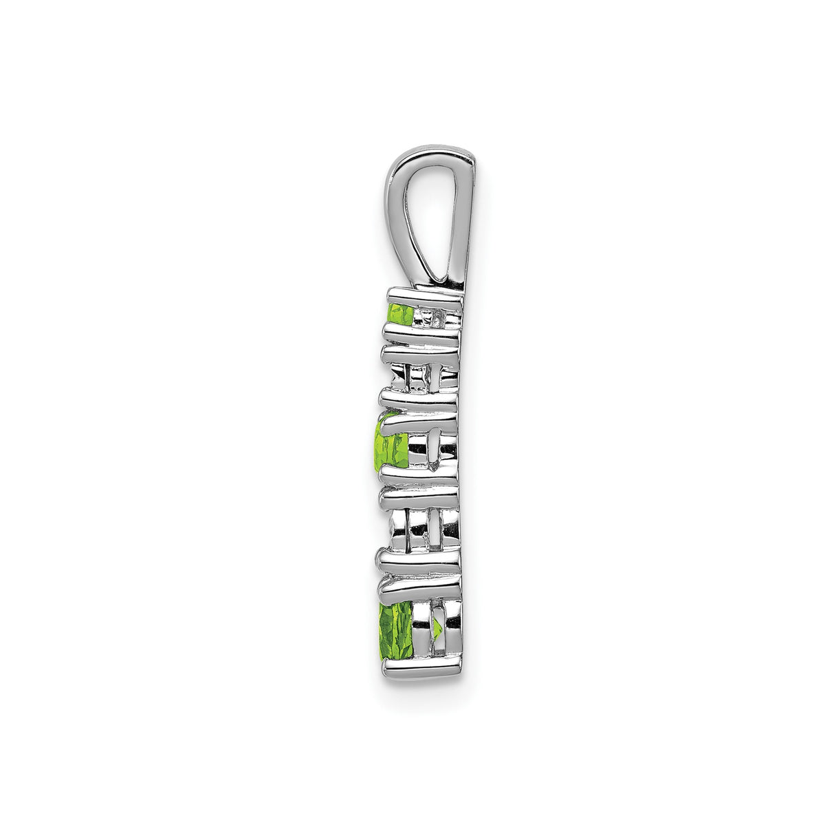 Sterling Silver Pendant with Peridot and Cubic Zirconia, Vertical Stack Design for Women
