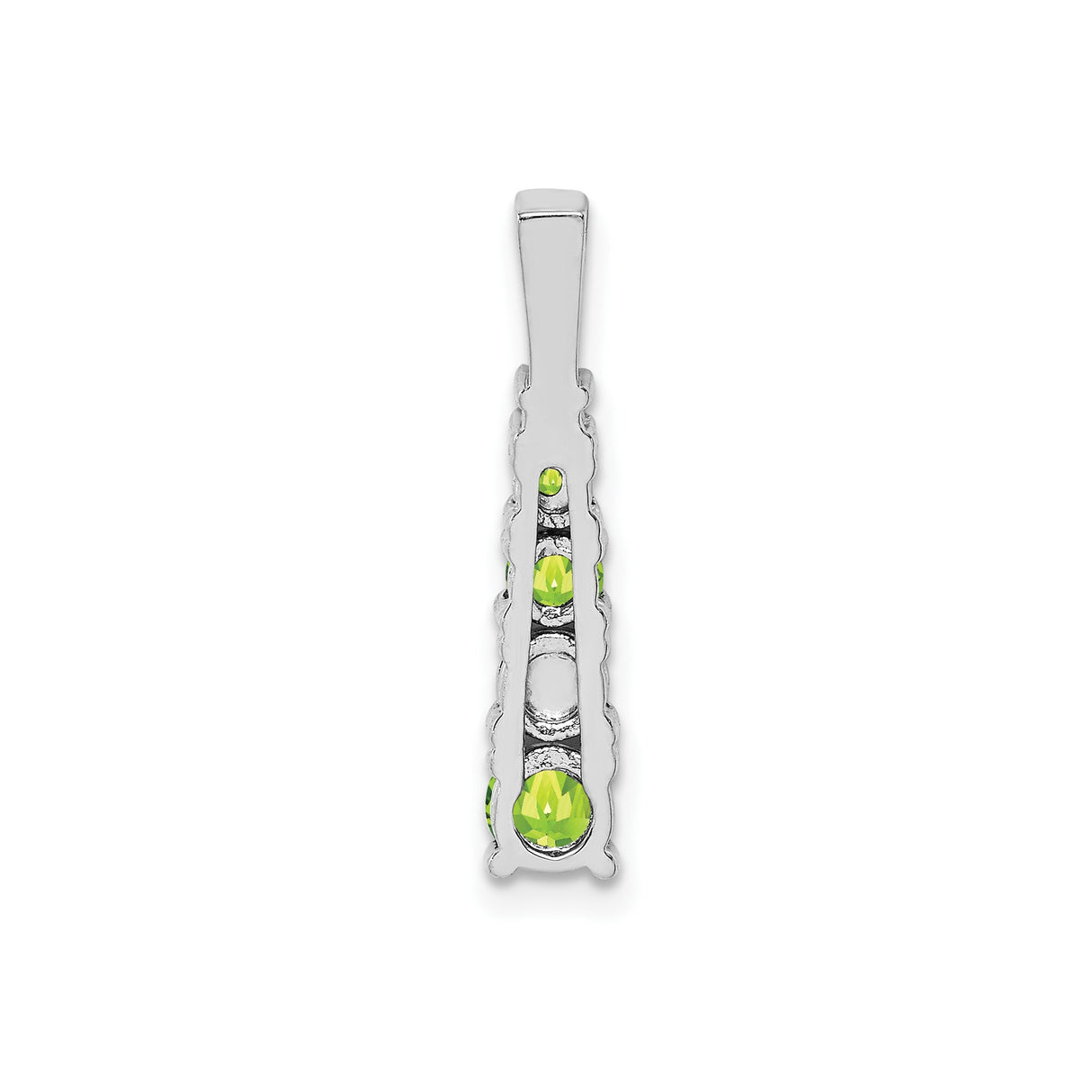 Sterling Silver Pendant with Peridot and Cubic Zirconia, Vertical Stack Design for Women