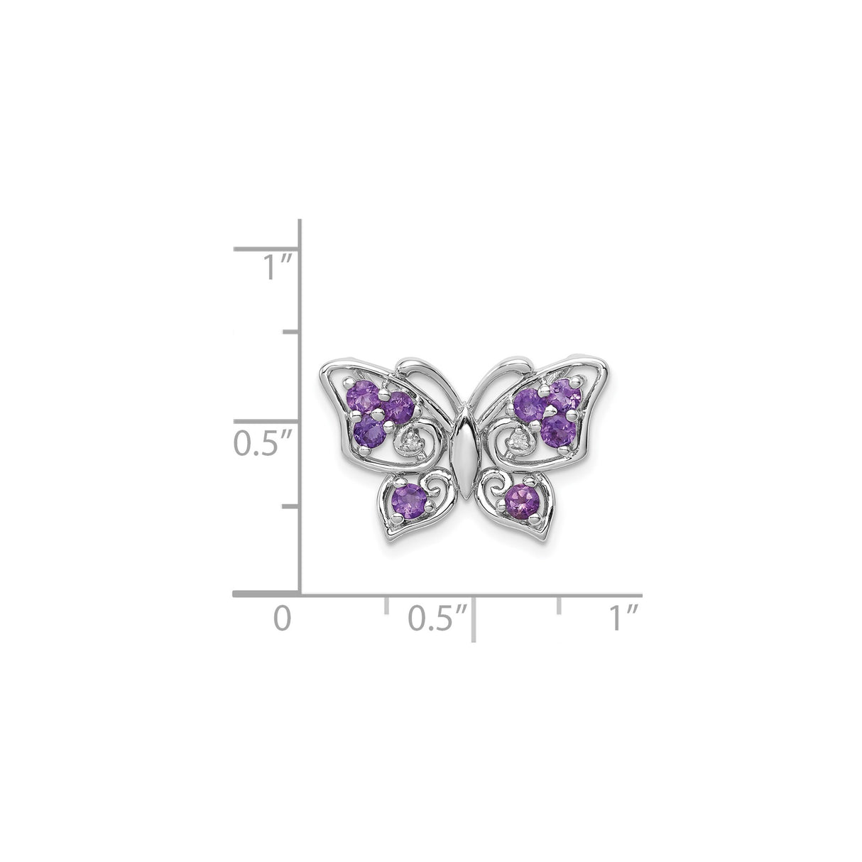 Sterling Silver Butterfly Pendant with Amethyst and Diamond, Feminine Nature-Inspired Design