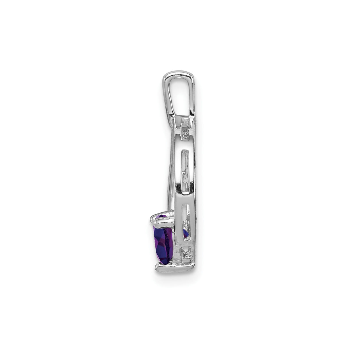 Sterling Silver Heart Pendant with Amethyst and Diamond Accents for Women