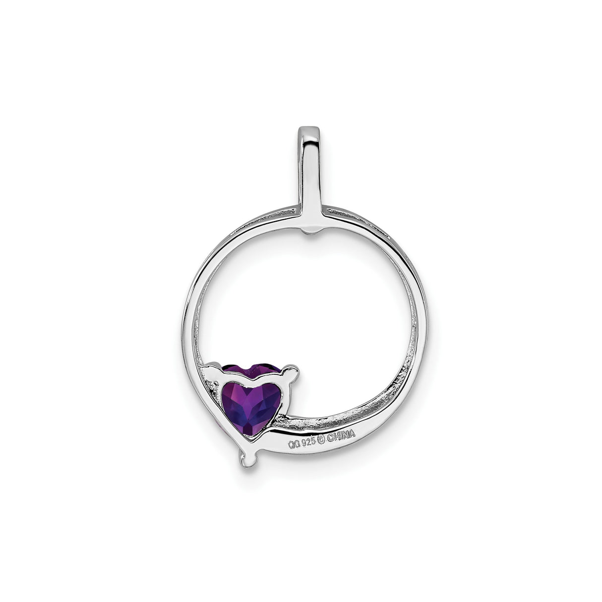 Sterling Silver Heart Pendant with Amethyst and Diamond Accents for Women