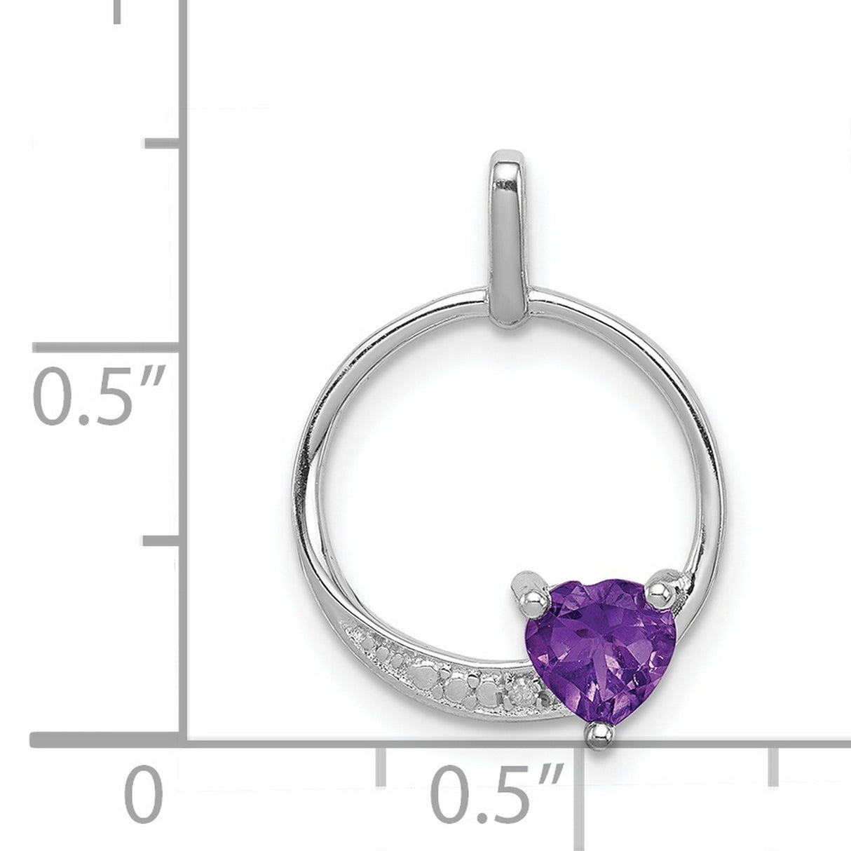 Sterling Silver Heart Pendant with Amethyst and Diamond Accents for Women