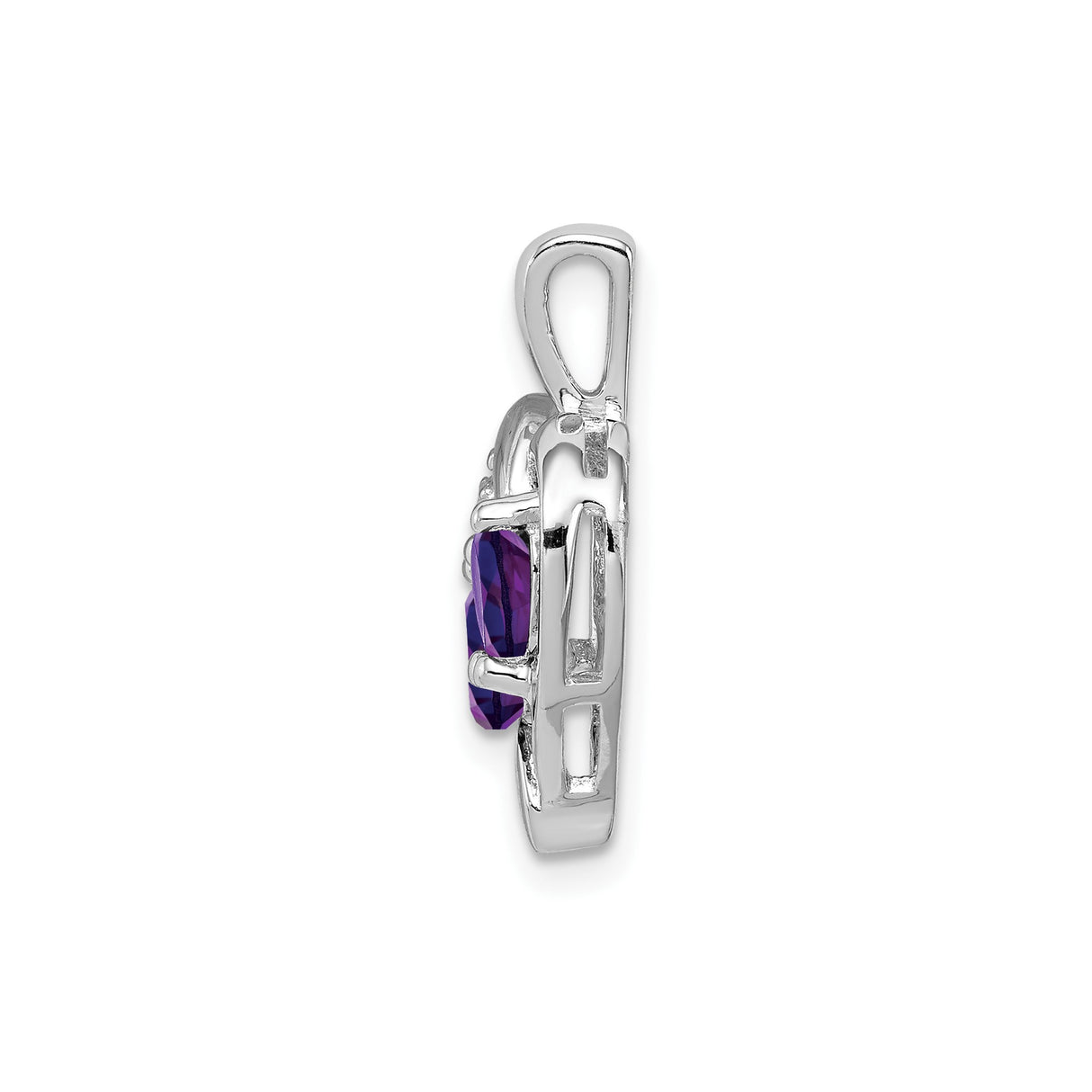 Sterling Silver Heart Pendant with Amethyst and Diamond Accents, Romantic Jewelry for Women