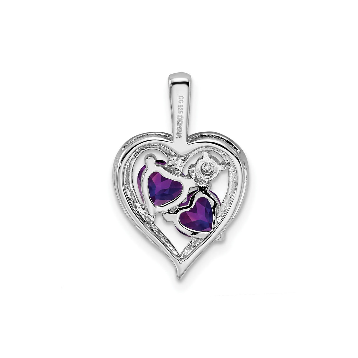 Sterling Silver Heart Pendant with Amethyst and Diamond Accents, Romantic Jewelry for Women