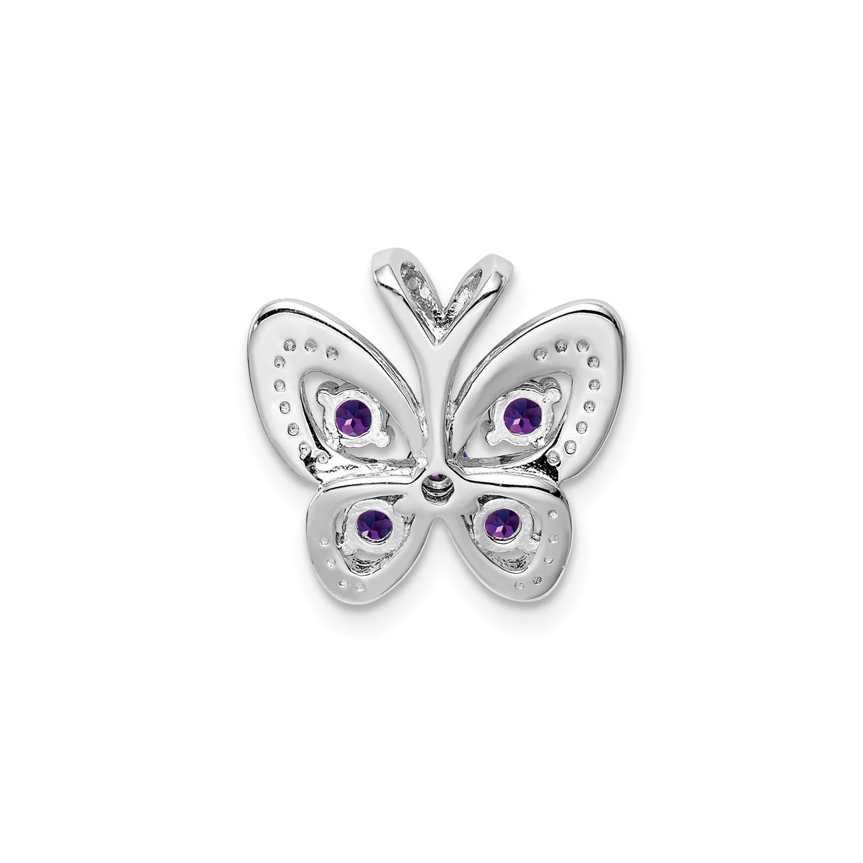 Sterling Silver Butterfly Pendant with Amethyst and Diamond Accents, Nature Inspired Jewelry