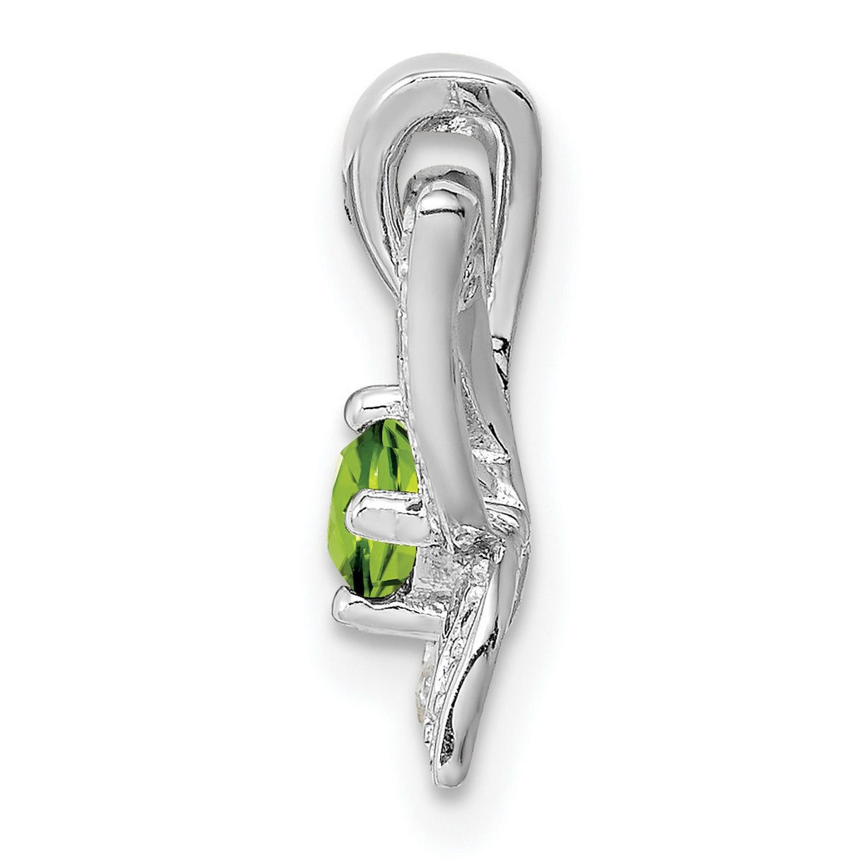 Peridot and Diamond 13x15mm 0.2ct Charm Pendant in Real 925 Sterling Silver