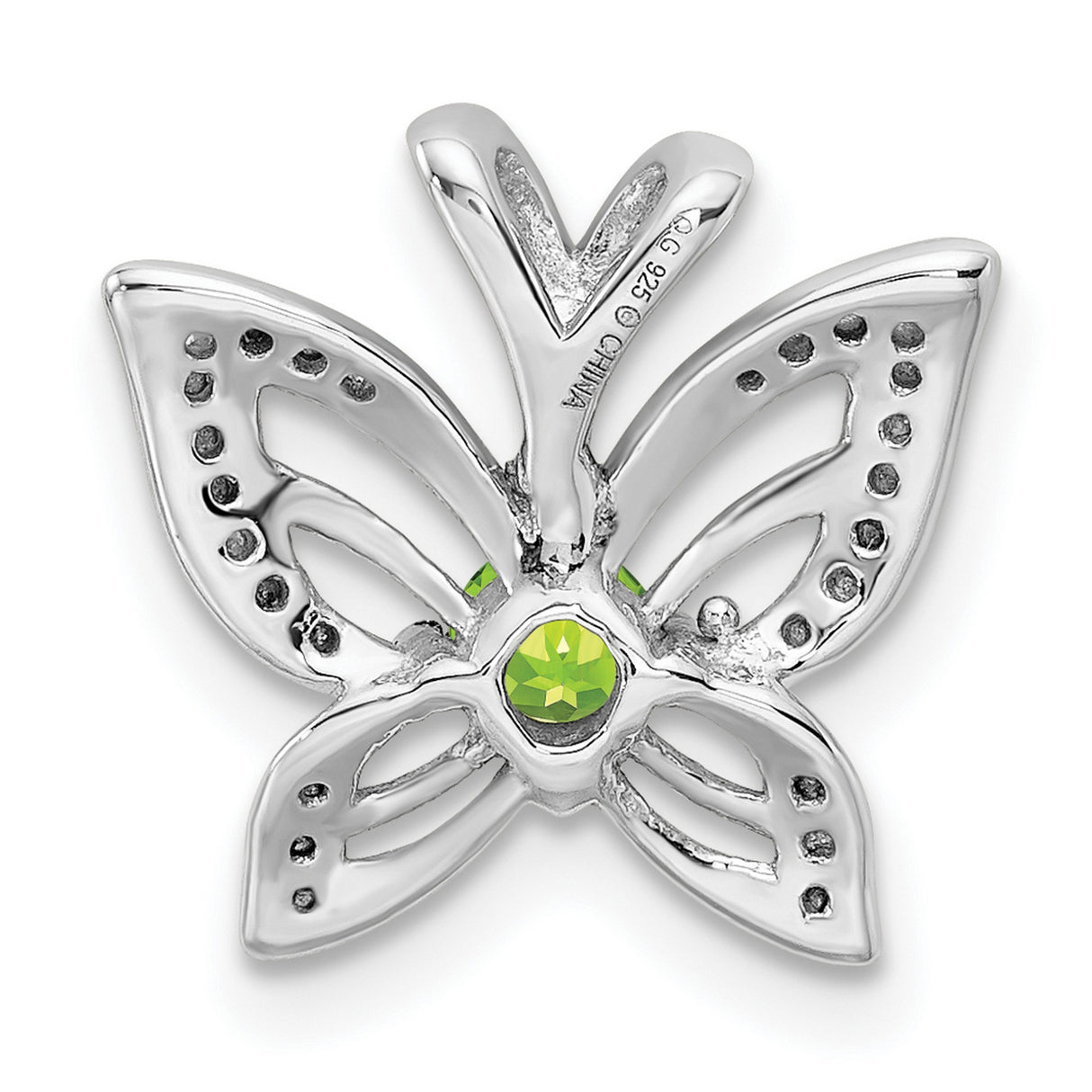 Peridot and Diamond 13x15mm 0.2ct Charm Pendant in Real 925 Sterling Silver
