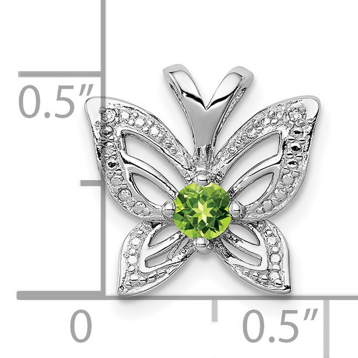 Peridot and Diamond 13x15mm 0.2ct Charm Pendant in Real 925 Sterling Silver
