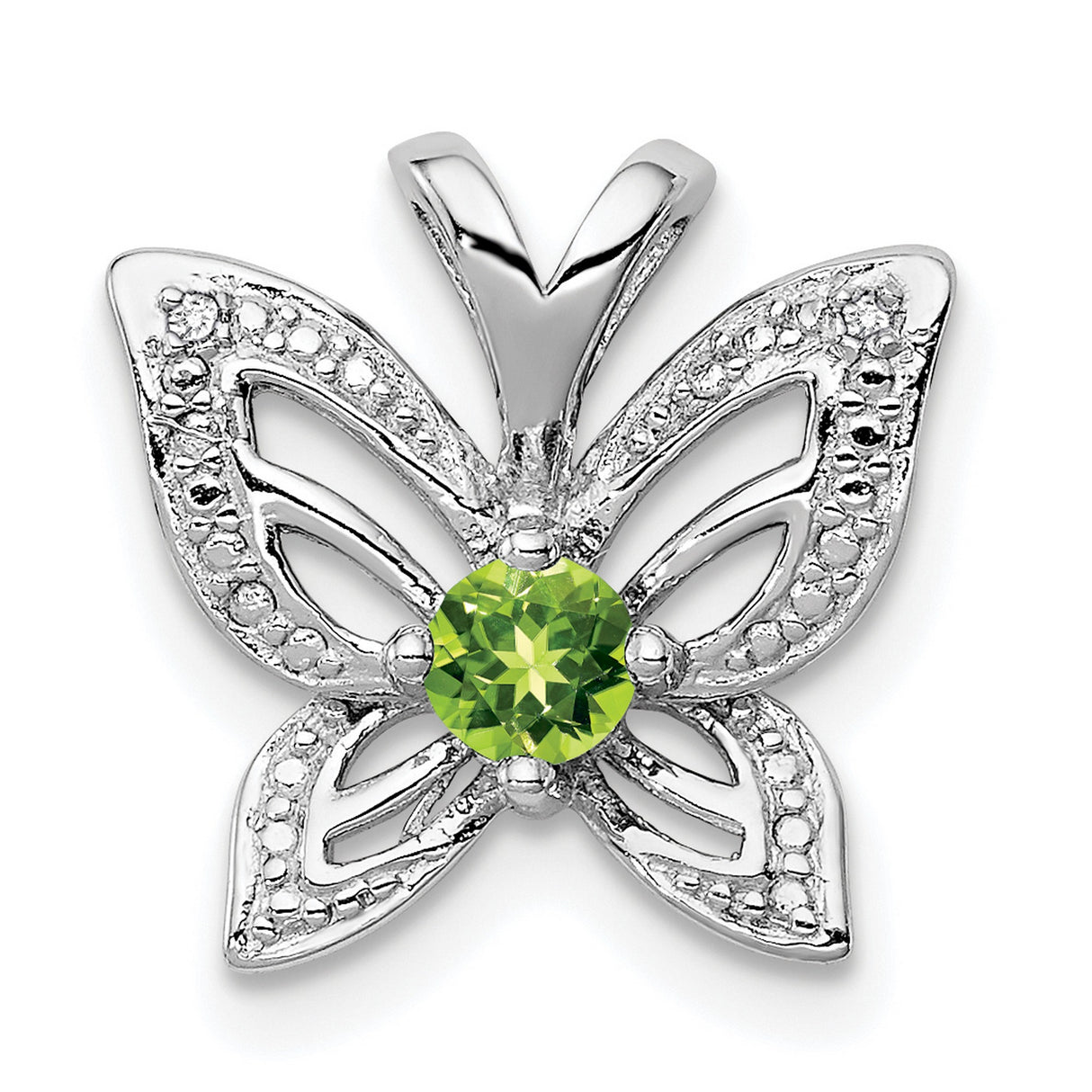 Peridot and Diamond 13x15mm 0.2ct Charm Pendant in Real 925 Sterling Silver