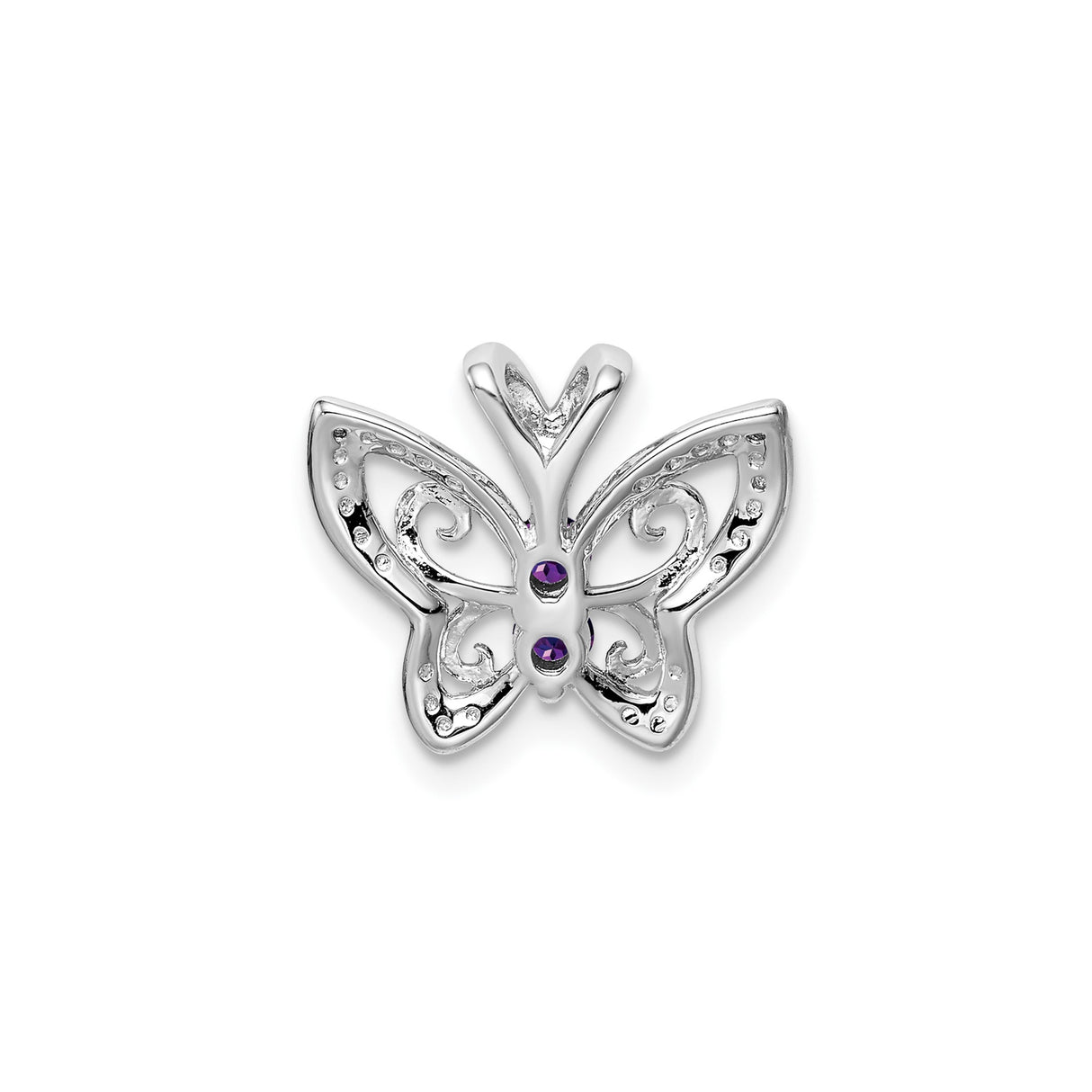 Sterling Silver Butterfly Pendant with Amethyst and Diamond, Filigree Design Inspired by Nature
