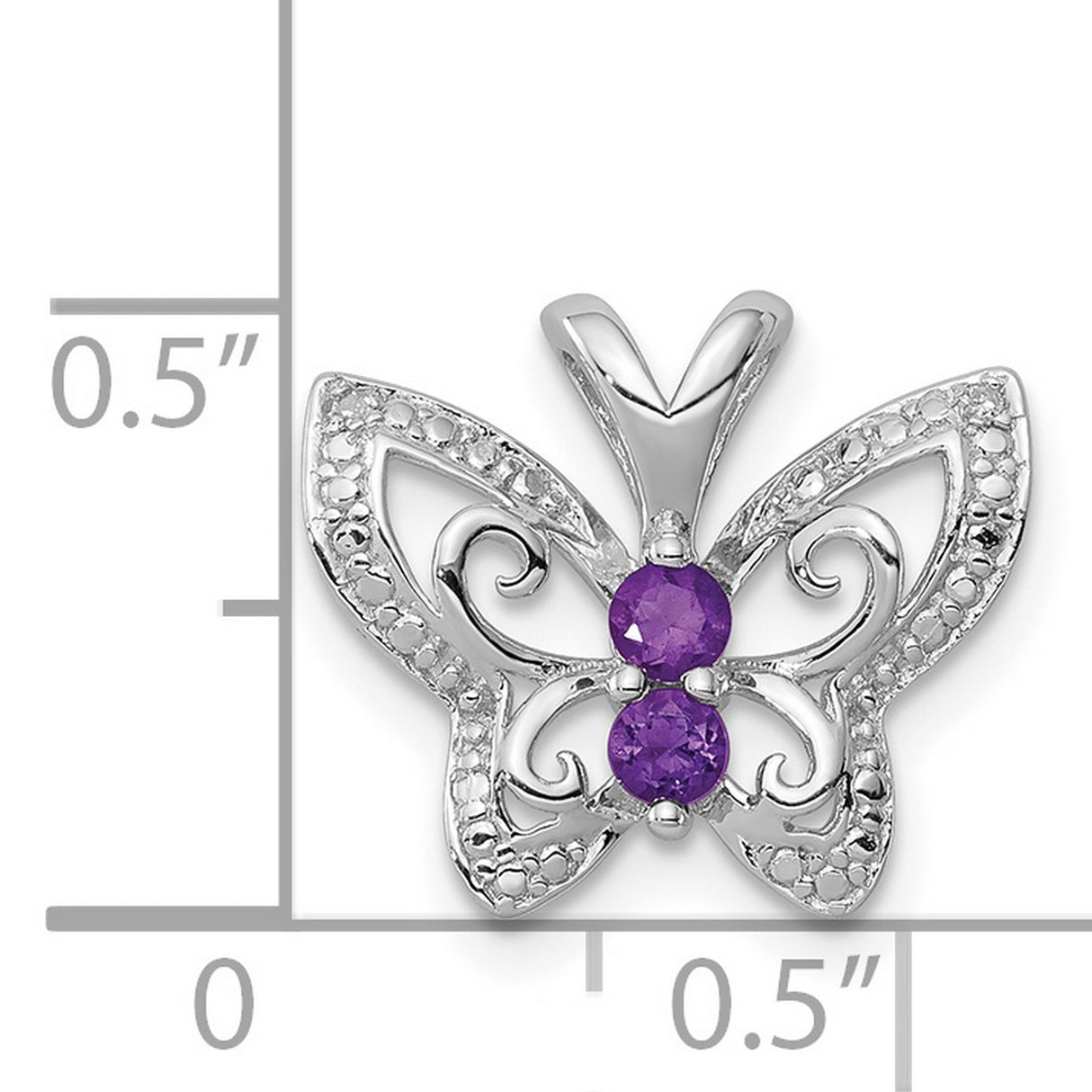 Sterling Silver Butterfly Pendant with Amethyst and Diamond, Filigree Design Inspired by Nature