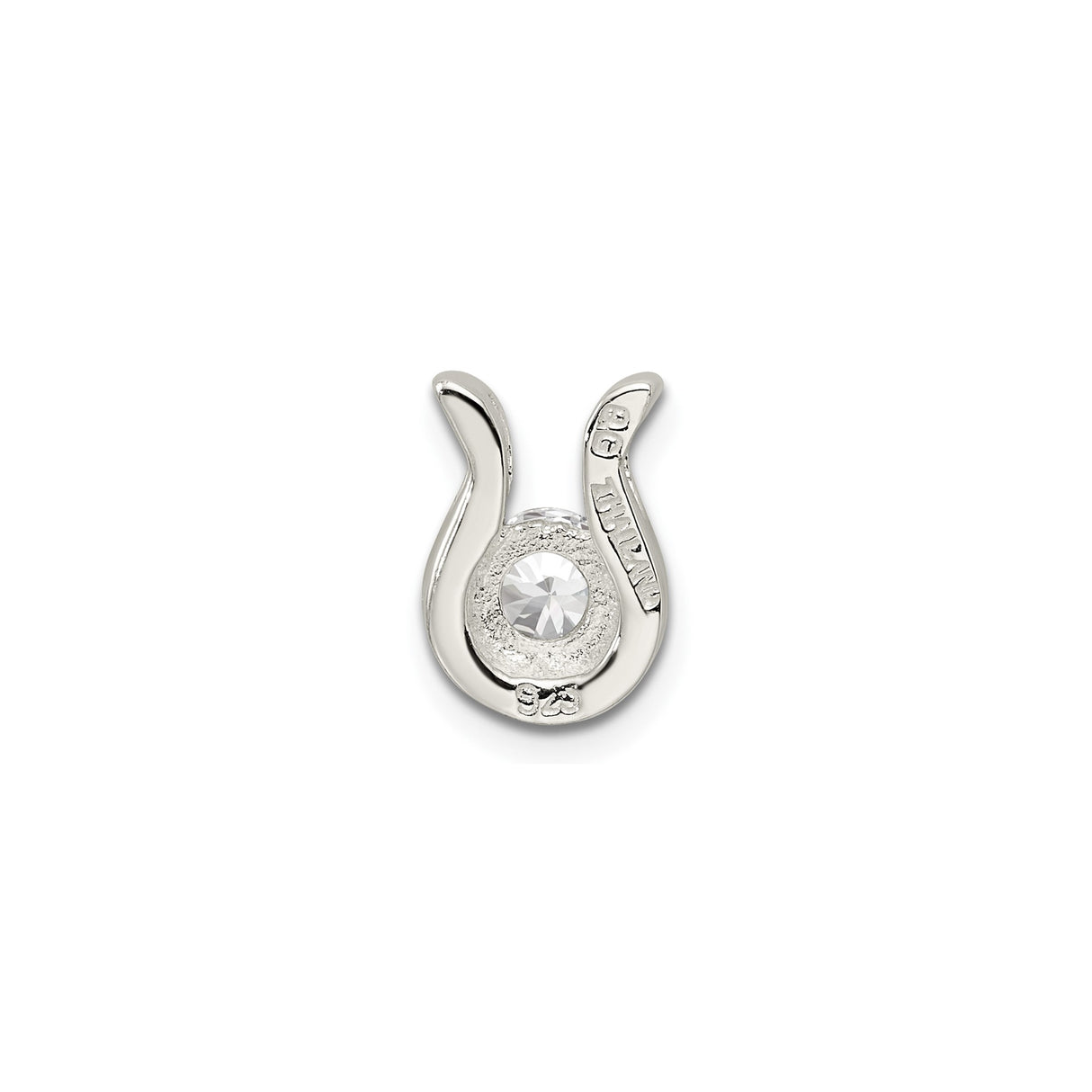 Sterling Silver Horseshoe Pendant with Cubic Zirconia, Lucky Charm Equestrian Style for Women