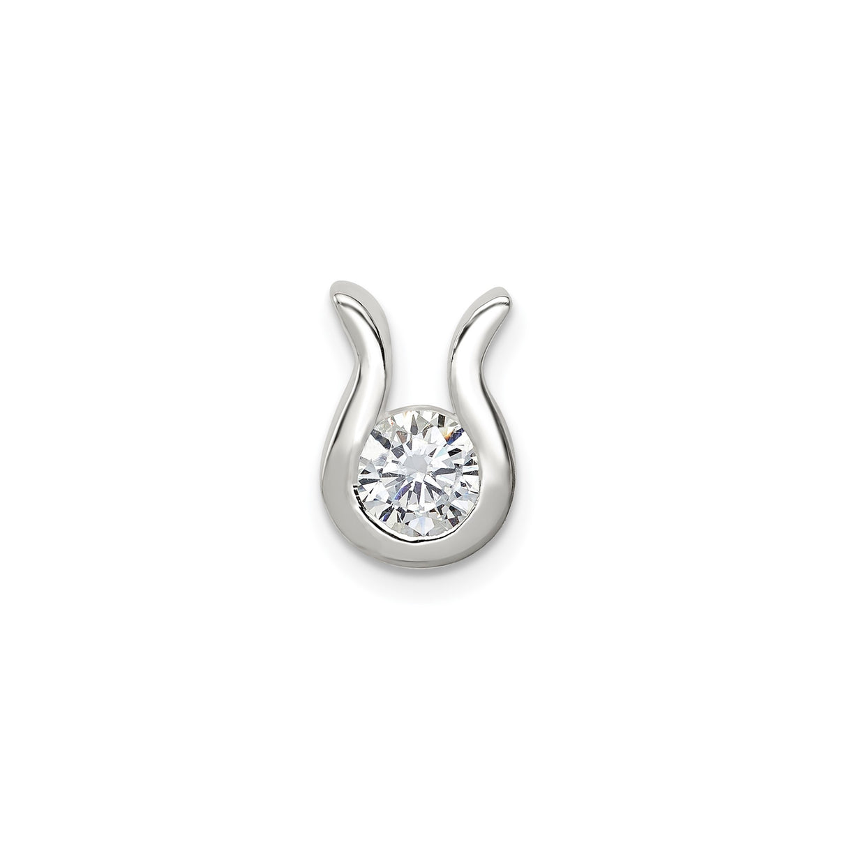 Sterling Silver Horseshoe Pendant with Cubic Zirconia, Lucky Charm Equestrian Style for Women