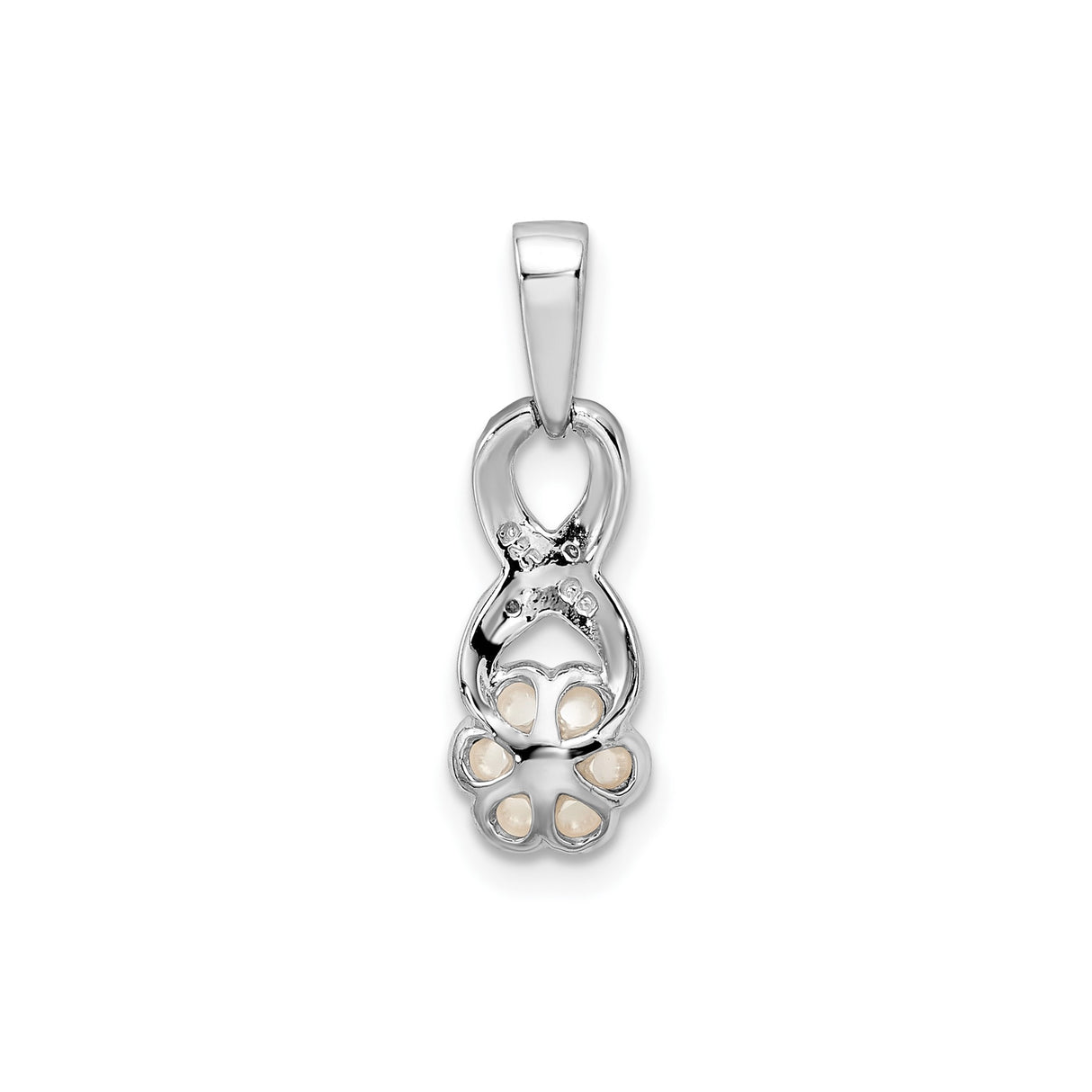 Sterling Silver Infinity Pendant with White Pearl and Diamond Accent for Women